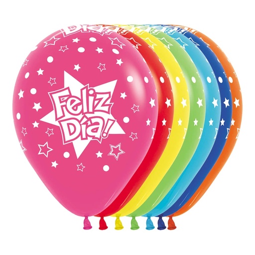 GLOBOS R-12 FELIZ DÍA SURTIDAS X 12